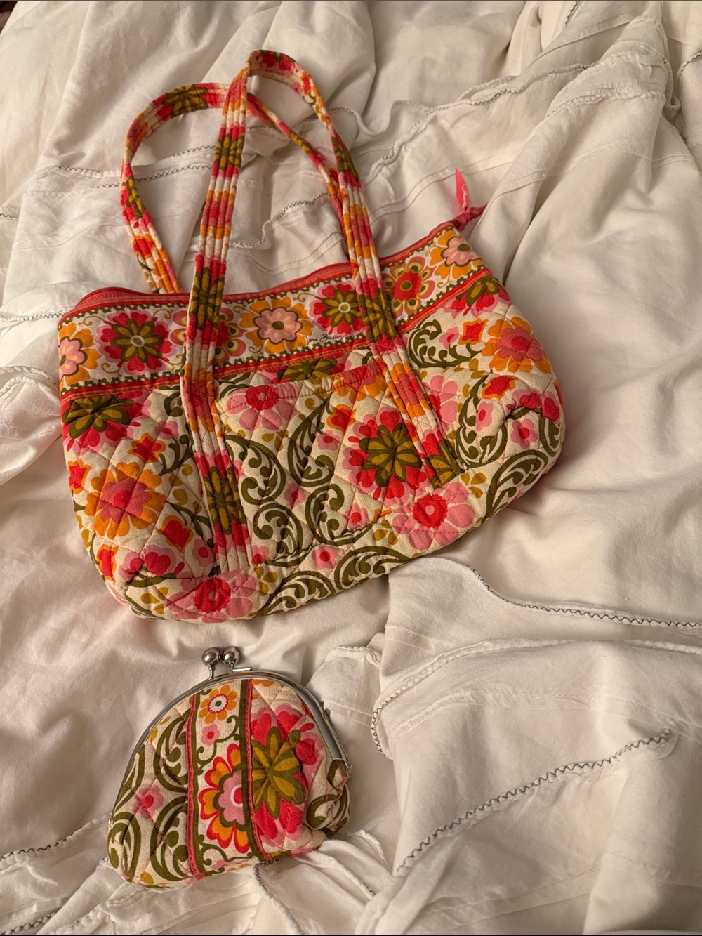 Vera Bradley Bundle - folkloric small tote & double kiss lock pouch